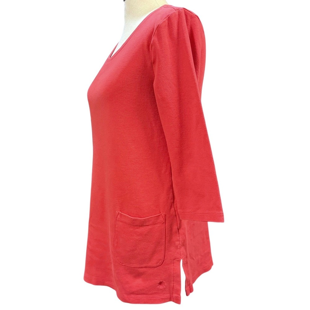 Isaac Mizrahi S Coral Pink 3/4 Tunic Top Preppy Coastal Lounge Spring Summer